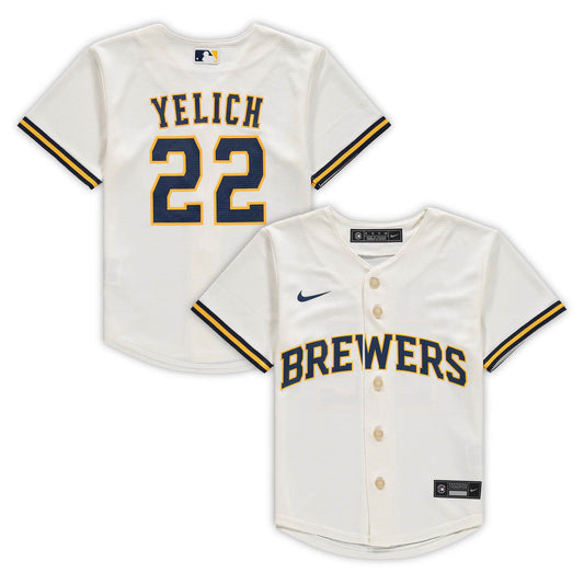 Christian Yelich Milwaukee Brewers Nike Preschool Home Replica Player Jersey - Cream