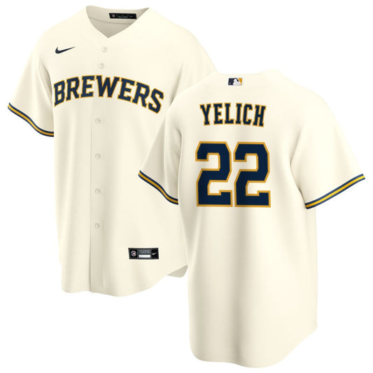 Christian Yelich Milwaukee Brewers Nike Youth Home Replica Jersey - Cream