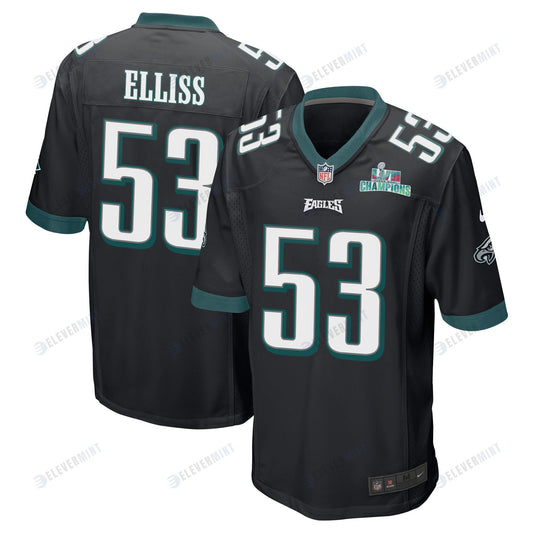 Christian Elliss 53 Philadelphia Eagles Super Bowl LVII Champions Men Game Jersey - Black